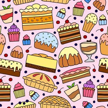 Seamless pattern with cakes. イラスト素材