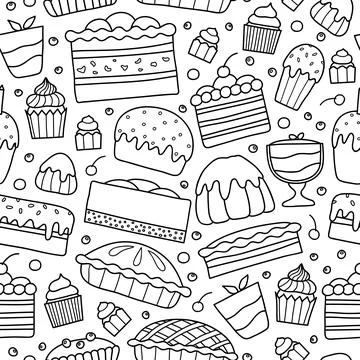 Seamless pattern with cakes. Stock Illustration