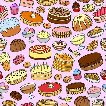 Seamless pattern with cakes. イラスト素材