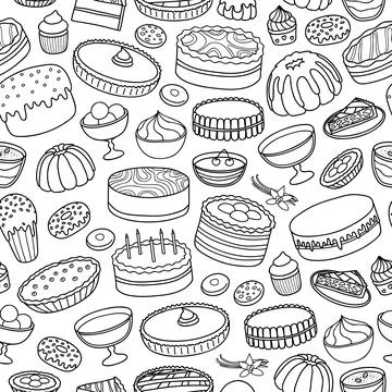 Seamless pattern with cakes. イラスト素材