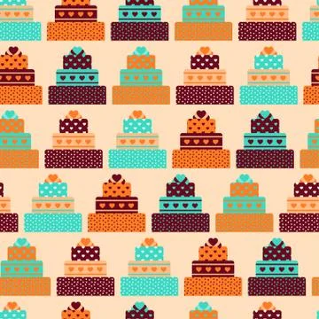 Seamless pattern with cakes in retro style Stock Illustration