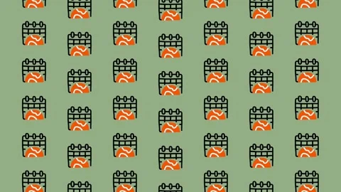 Seamless Pattern of Calendar Icons with Orange Elements. Stock Footage 325385665