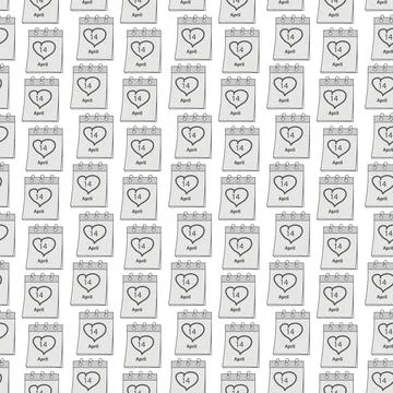 Seamless pattern of calendar pages with Black Day date 14 April. Greetings 스톡 일러스트