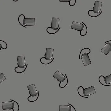 Seamless pattern call headset audio cartoon vector Stock Illustration