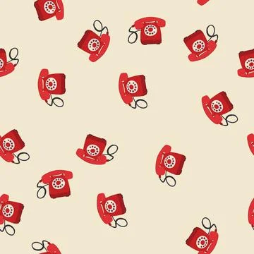 Seamless pattern call telephone retro cartoon vector Stock Illustration