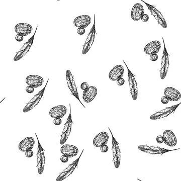 Seamless pattern calligraphy inkwell sketch hand drawn Stock Illustration