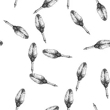 Seamless pattern calligraphy quill pen sketch hand drawn Illustrazione stock