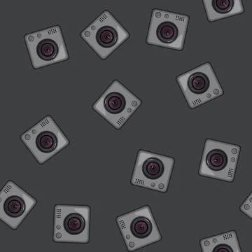 Seamless pattern cam action camera cartoon vector Stock Illustration