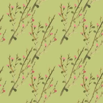 Seamless pattern with camel thorn. Design for textiles and paper. Watercolor Illustrazione stock