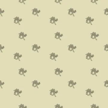Seamless pattern of camels on the background of yellow desert Stock Illustration