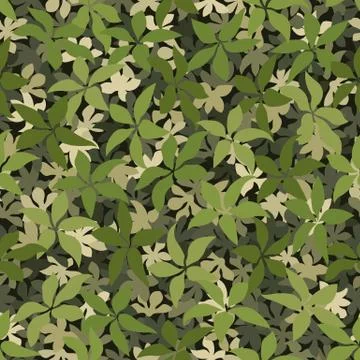 Seamless pattern camouflage texture. The green leaves lying on the ground Stock Illustration