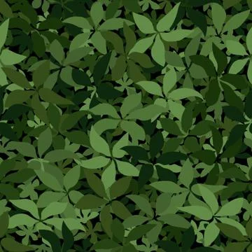 Seamless pattern camouflage texture. The green leaves lying on the ground Stockillustratie
