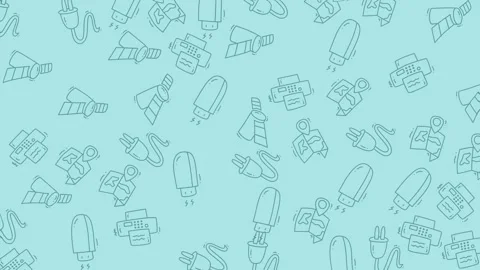 Seamless Pattern of Camping and Outdoor Adventure Gear on a Blue Background. Stock Footage 319218466