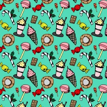 Seamless pattern with candies and sweets Stock Illustration