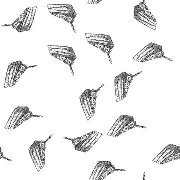 Seamless pattern candle birthday cake piece sketch hand drawn Stock Illustration