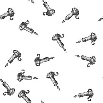 Seamless pattern candle reading sketch hand drawn Illustrazione stock