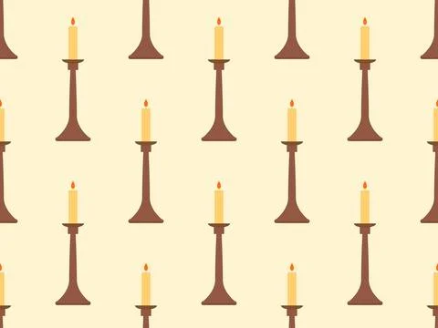 Seamless pattern with candlesticks in a minimalist style. Candlestick with .. Illustrazione stock