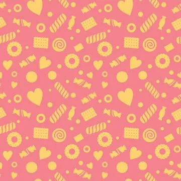 Seamless pattern with candy and cookies, food 스톡 일러스트