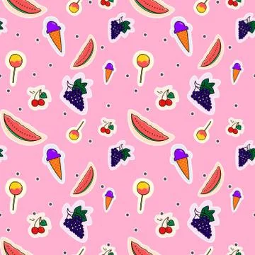 Seamless pattern candy and fruit Stock Illustration