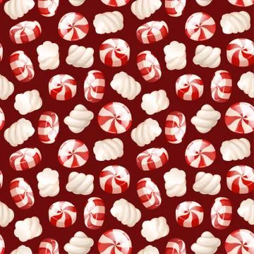 Seamless pattern, with a candy and marshmallows Stock Illustration