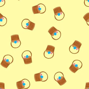 Seamless pattern candy basket easter cartoon vector Stock Illustration