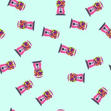 Seamless pattern candy bubblegum machine cartoon vector Stock Illustration
