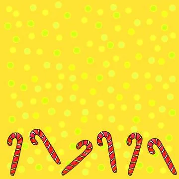 Seamless pattern with candy cane in row on the bottom edge. New year, Xmas, h Illustrazione stock