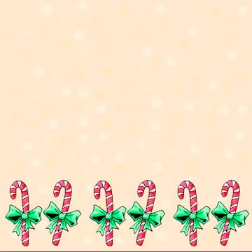 Seamless pattern with candy cane in row on the bottom edge. New year, Xmas, h Stock Illustration