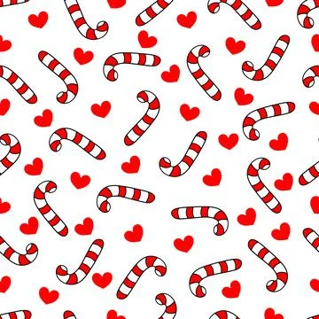 Seamless pattern with Candy Cane. Vector illustration. Christmas background. Stock Illustration