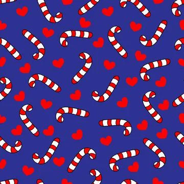 Seamless pattern with Candy Cane. Vector illustration. Christmas background. Stock Illustration