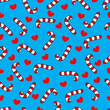 Seamless pattern with Candy Cane. Vector illustration. Christmas background.	 Illustrazione stock