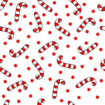 Seamless pattern with Candy Cane. Vector illustration. Christmas background.	 Stock Illustration