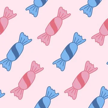 Seamless pattern, candy cane in a wrapper, illustration for textiles, wallpap Stock Illustration