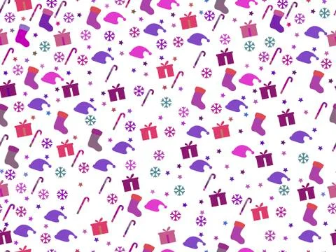 Seamless pattern with candy canes and gift box. Christmas pattern Stock Illustration