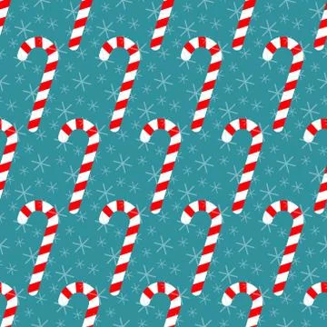 Seamless pattern with candy canes and snowflakes Stock Illustration