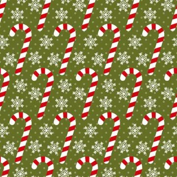 Seamless pattern with candy canes and snowflakes Stock Illustration