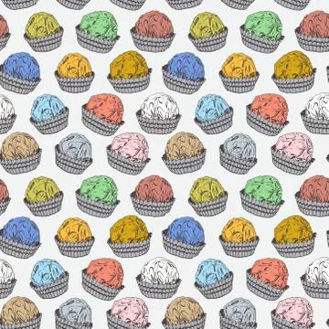Seamless pattern Candy chocolate truffles in foil and paper cup. Drawing by h イラスト素材