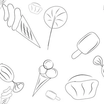 Seamless pattern with candy, donuts sweet icecream and other elements. 스톡 일러스트