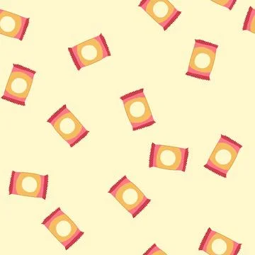 Seamless pattern candy snack pack cartoon vector Stockillustratie