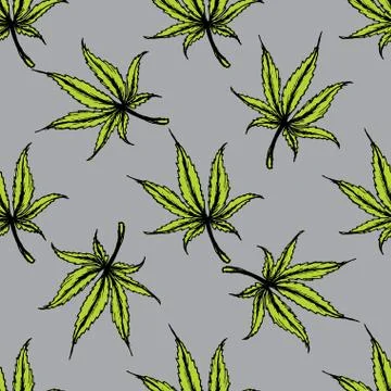 Seamless pattern cannabis Stock Illustration