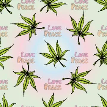 Seamless pattern Cannabis Leaf . Stock Illustration