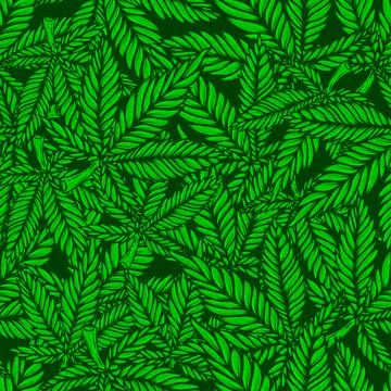 Seamless pattern with cannabis leaves. For poster,card, banner, flyer. Vector Stock Illustration