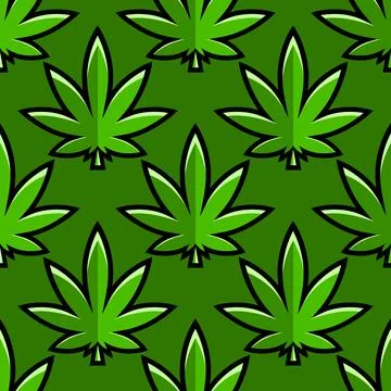 Seamless pattern with cannabis leaves. Retro 70s style vector illustration... Illustrazione stock