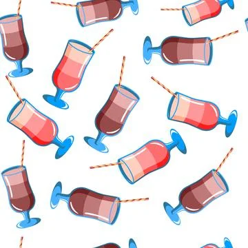 Seamless pattern for canvas and fabric. Beach, bar pink cocktail, punch Stock Illustration