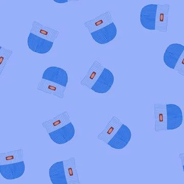 Seamless pattern cap beanie hat cartoon vector 库存插图