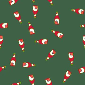 Seamless pattern cap ketchup bottle cartoon vector Stockillustratie