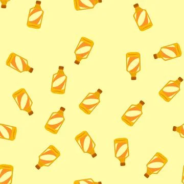 Seamless pattern cap mustard bottle cartoon vector Stock Illustration