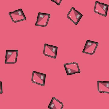Seamless pattern capacity sd card cartoon vector Illustrazione stock
