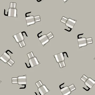 Seamless pattern cappuccino milk frothing pitcher cartoon vector Illustration