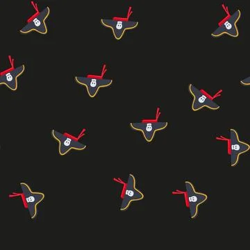 Seamless pattern captain pirate hat cartoon vector 스톡 일러스트